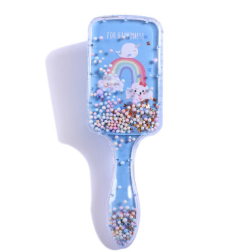 Cute Unicorn Paddle Hair Brush with Sponge and Glitter